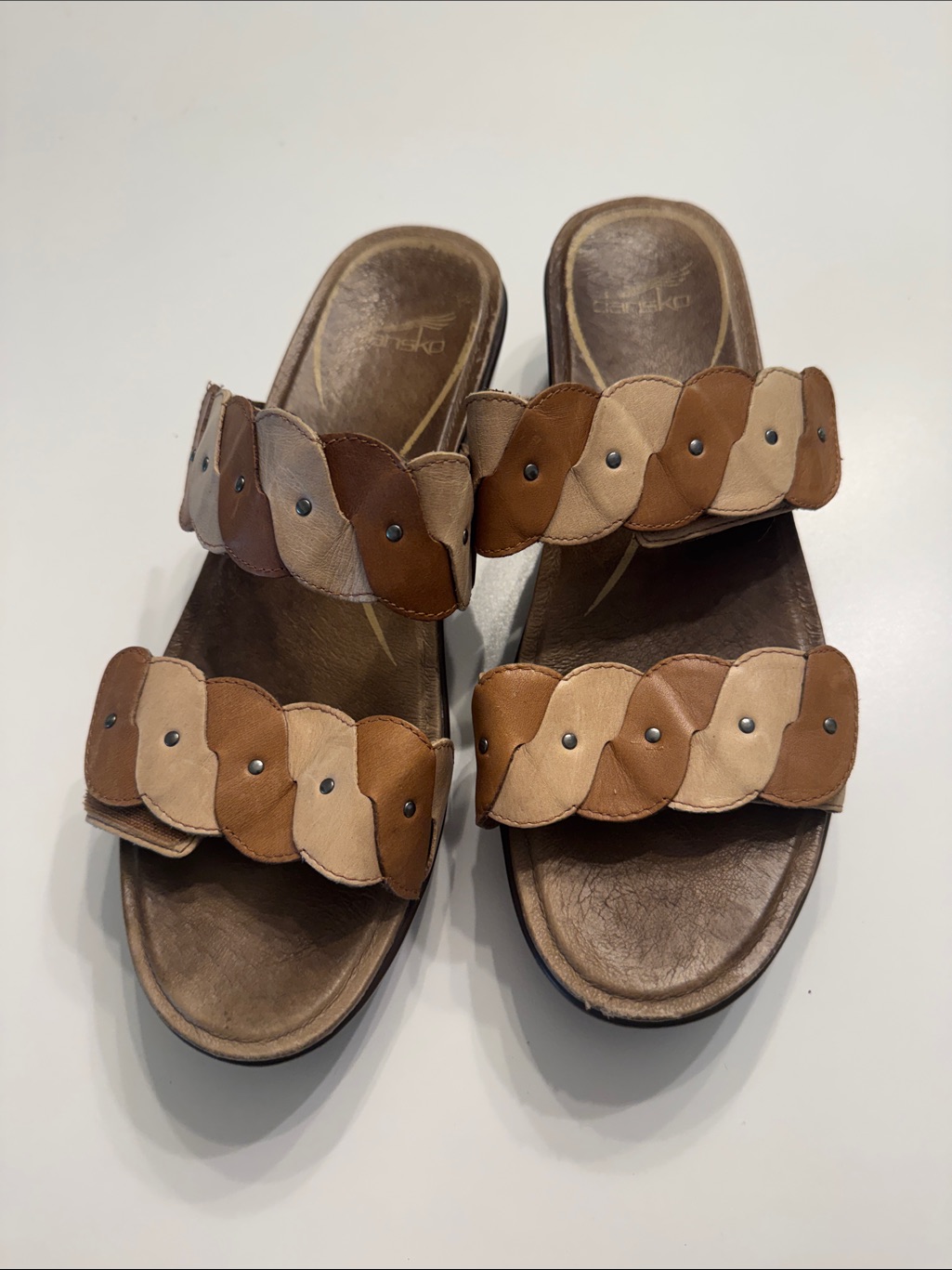 Dansko Sandals Slide Dee Caramel Sand Full Grain Size 41 10.5 - 11
